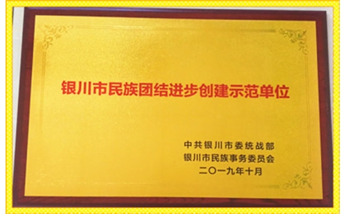 祝賀伊百盛獲得 “銀川市民族團(tuán)結(jié)進(jìn)步創(chuàng)建示范單位”榮譽(yù)稱號